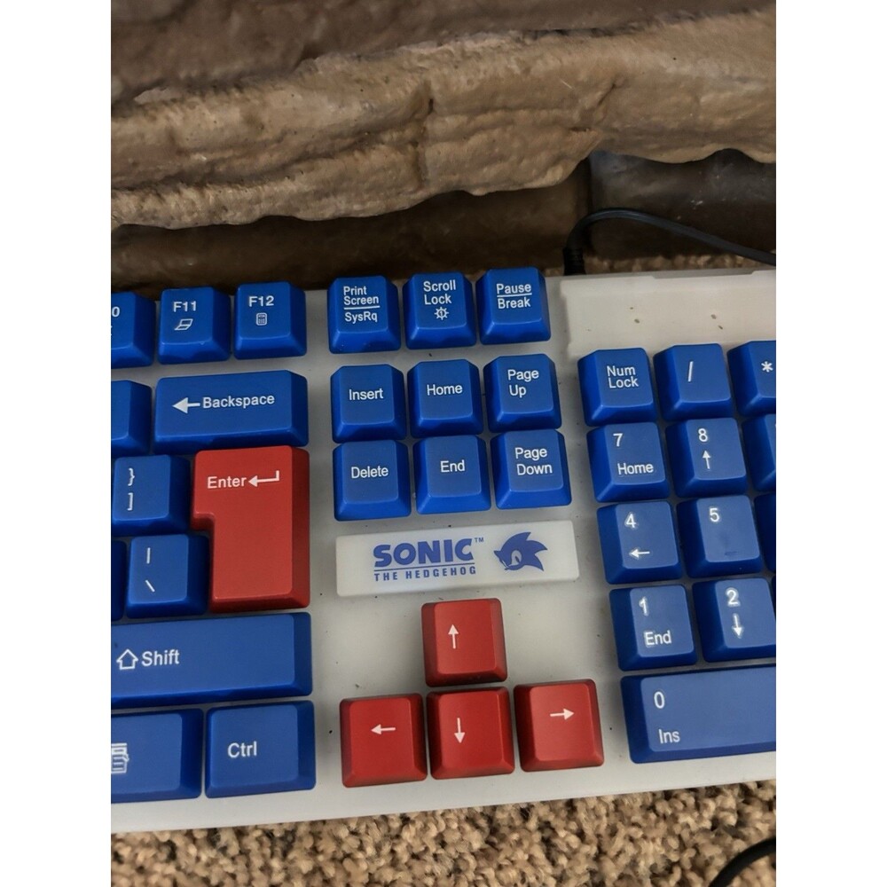 Wired USB Keyboard Sonic The Hedgehog Sega Gaming Replacement With Mouse New